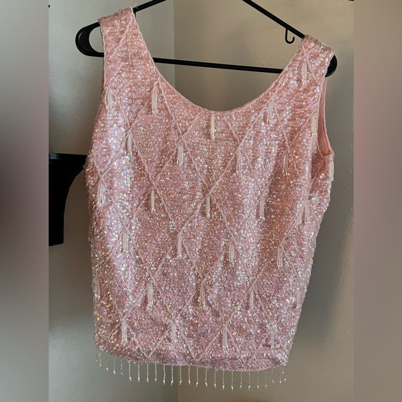 Tops - Vintage 1960’s Pink Sequin Sleeveless Top